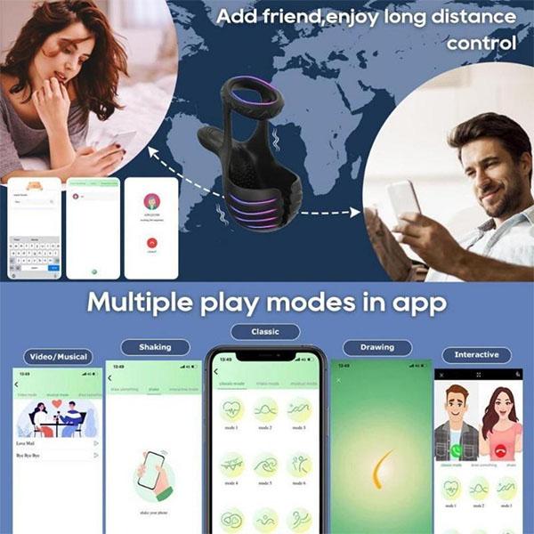 Vibrační kroužek na penis s ovládáním APP Mužské opožděná ejakulace Masážní přístroj prostaty Kulový šourek Vibrátor varlat Erotické hračky pro muže Hračky pro páry