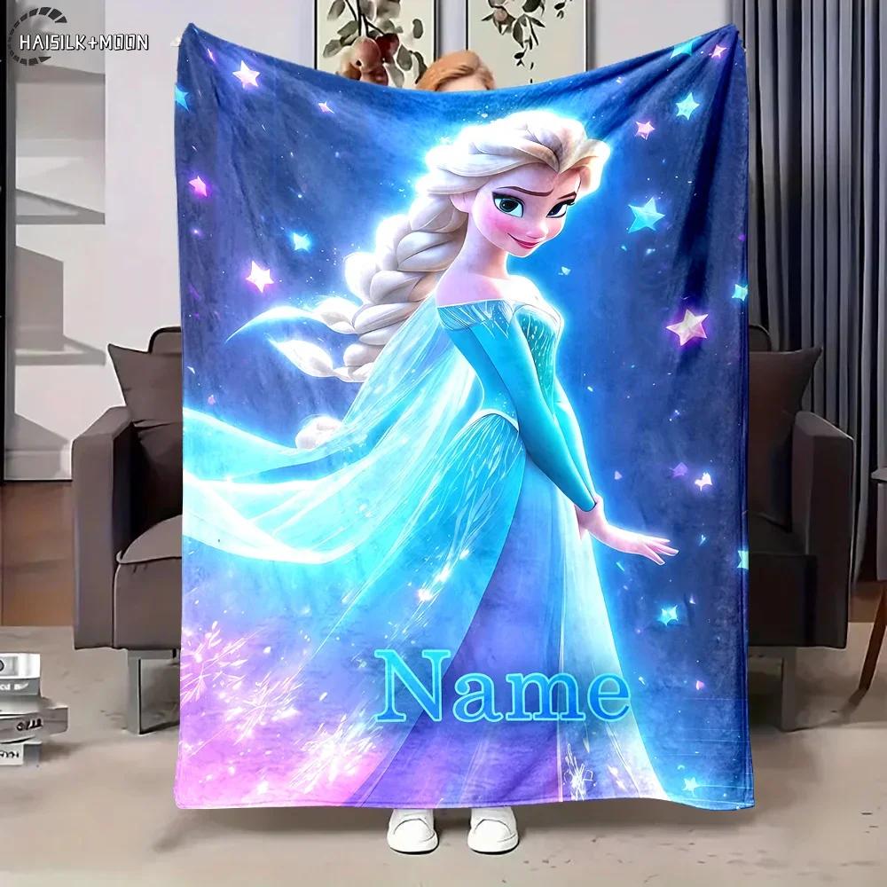 Customized Name Blanket Snow Queen Frozen Princess Elsa Princess Sofa Living Room Office RV Four Seasons Available Quick Arrival