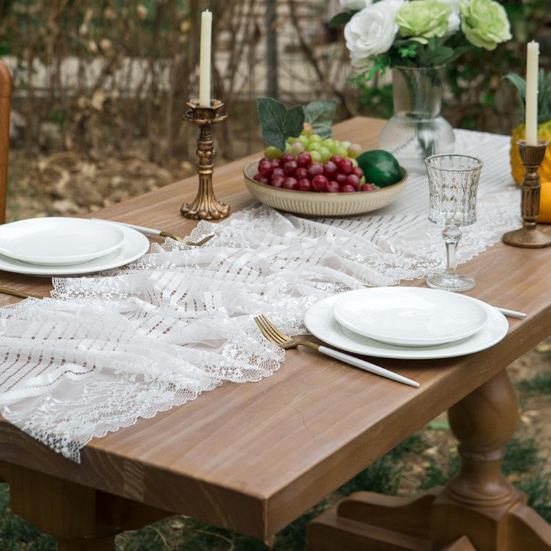 Elegant French Romantic White Lace Table Runner Perfect for Weddings, Restaurants & Home Decor