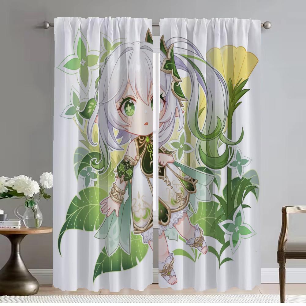 Genshin Impact Tulle for Bedroom Curtains for Living Room Curtain Kitchen Curtains 2 Pieces Halloween Decoration Partition Child