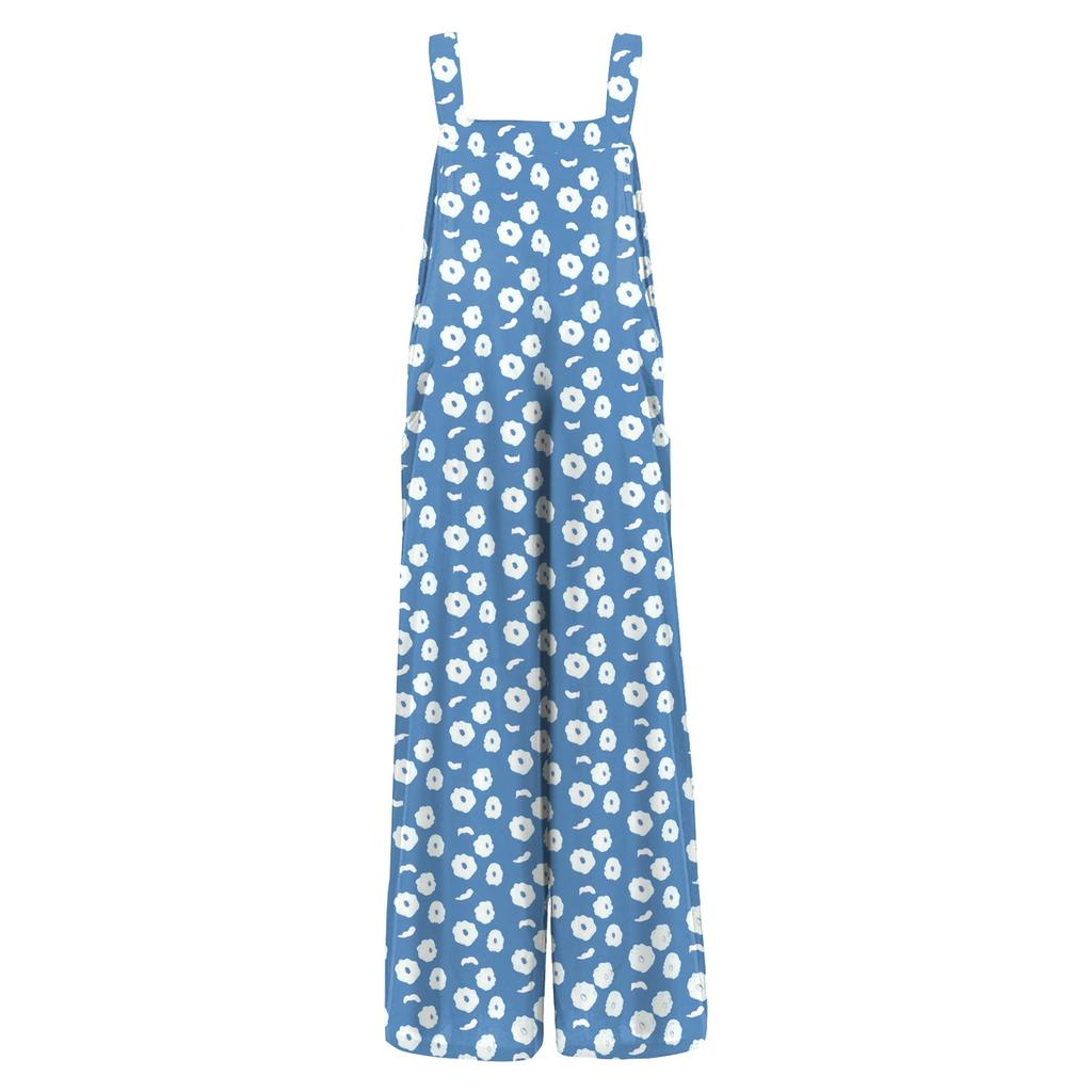 Women's Casual Jumpsuit Sleeveless Fashion Floral Print Jumpsuit
