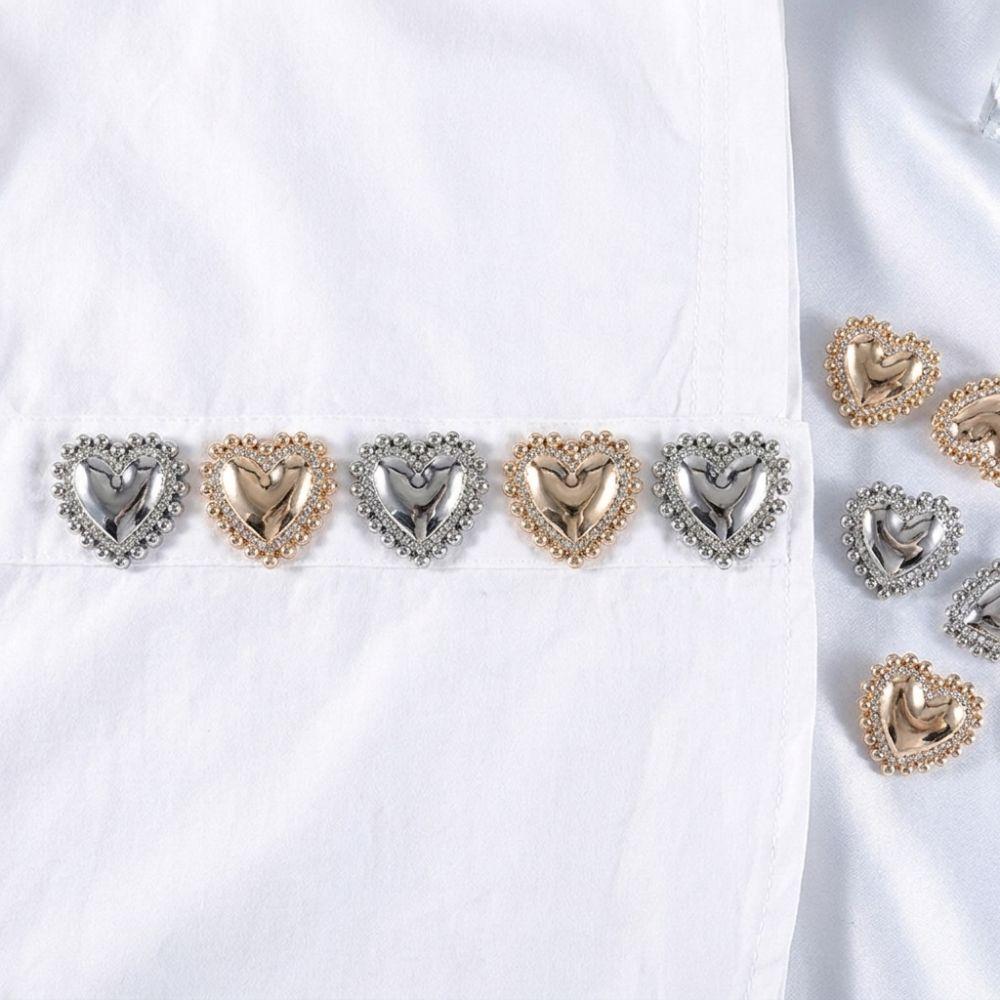 8Pcs 19/25MM Size Metal Shank Buttons Vintage Sewing Buttons Luxury Heart-Shaped Buttons DIY Outfit