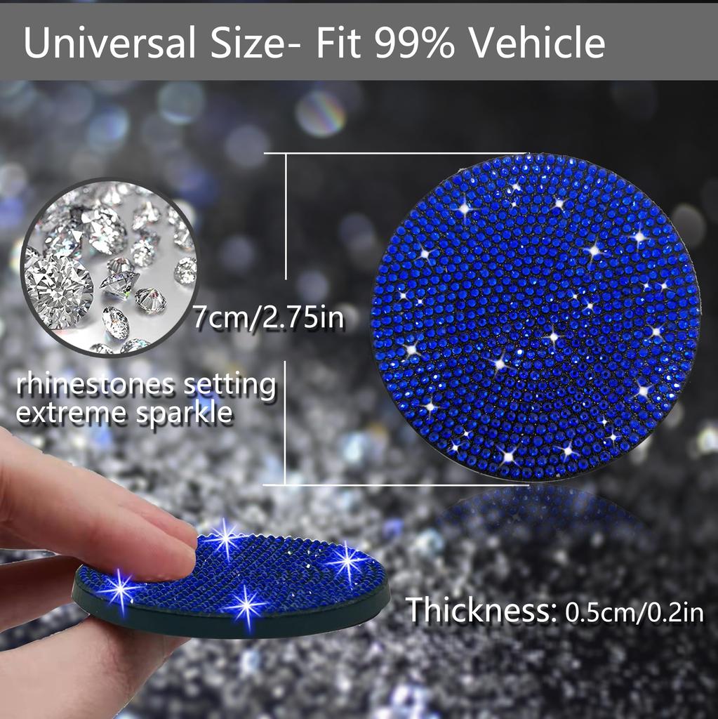 2 Stück Bling Auto Getränkehalter Untersetzer, 2,75" Rutschfest Stoßfest Universell Mode Auto Untersetzer