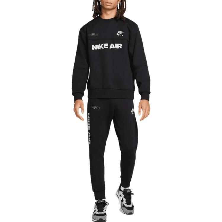 Nike Pánská mikina s dlouhým rukávem a kulatým výstřihem s potiskem písmen, černá DM5207-010