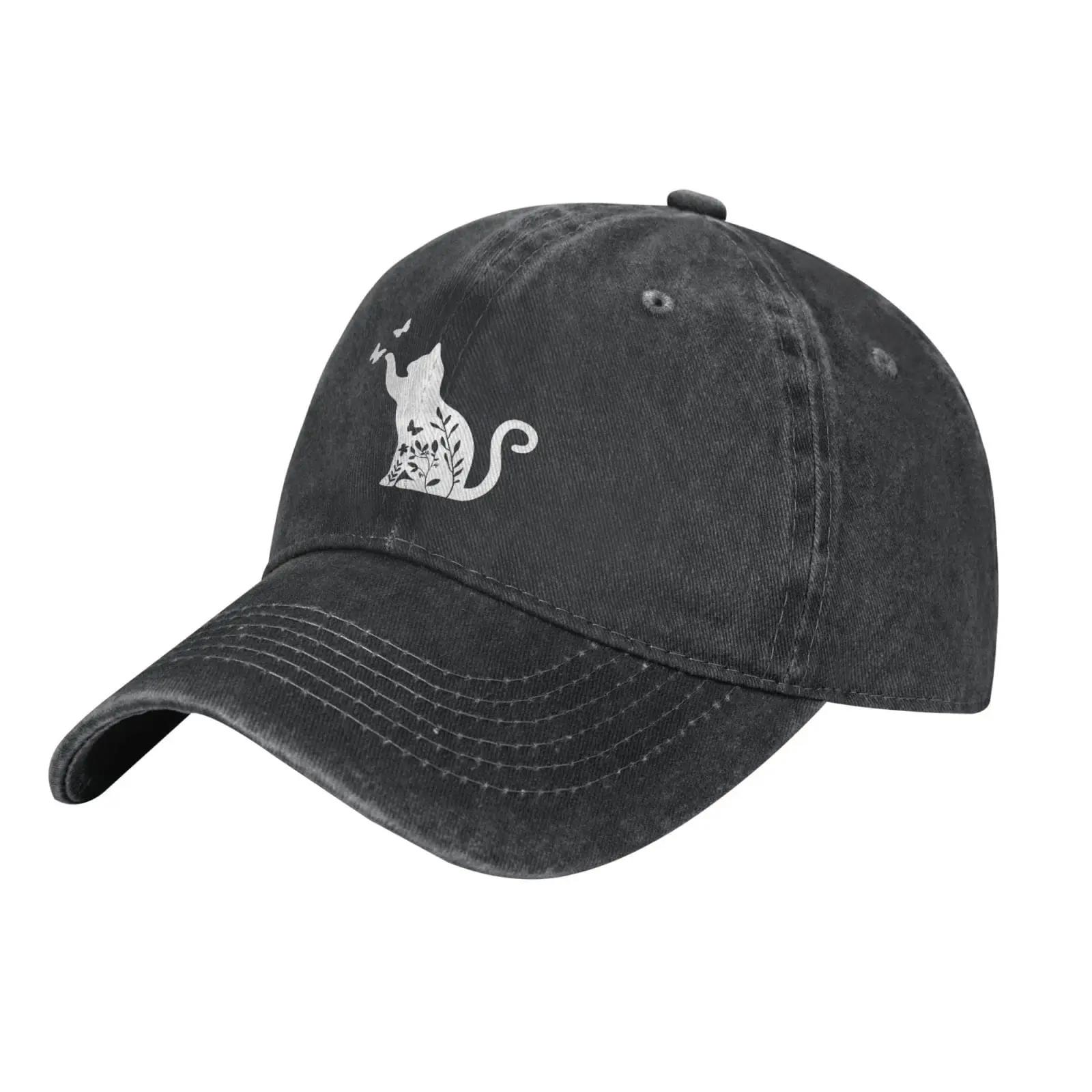 

Women s Floral Cat Hat Vintage Adjustable Distressed Washed Baseball Cap for Men Women Cat Lover Adjustable