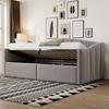 Upholstered Bed Sofa Bed 90*200 Cm, With Hydraulic Storage, With Slatted Frame and Armrests, Classic Striped, Single Bed, Velvet Fabric, Light Grey