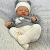 BZDOLL 19 Zoll 48 cm Schlafende Reborn-Babypuppe mit 3D-bemalter Haut und sichtbaren Adern Mädchen Weiche Vinyl-Gliedmaßen Stoffkörper Spielzeug für Kinder Geburtstagsgeschenk