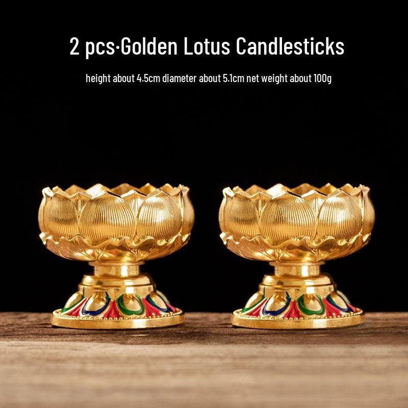 Lotus Metal Candle Holder for Buddha Altar or Home Offering