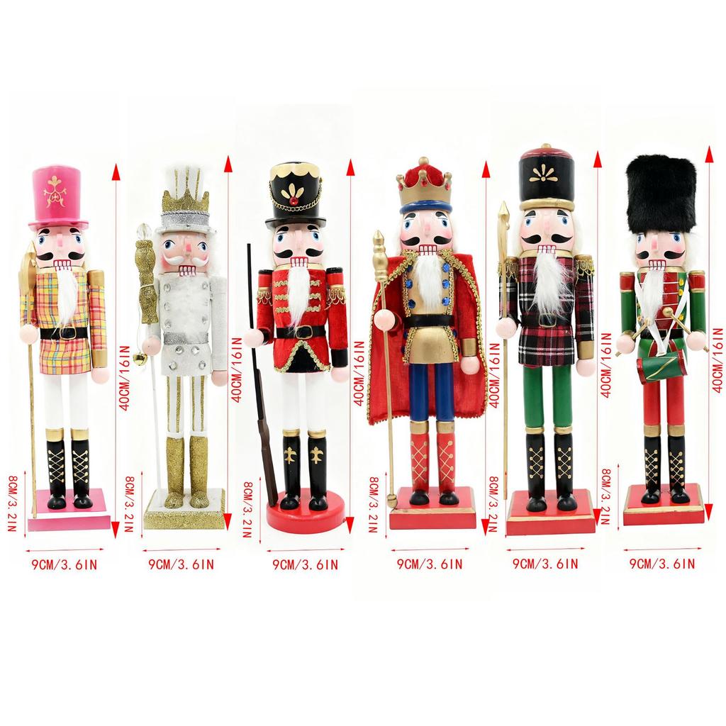 Cross-border Hot Sale 40CM Wooden Nutcracker Soldier Christmas King Puppet European Style Home & Office Use Decoration Ornaments