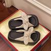 Fairy Rhinestone Bow One-word Female Outer Wear 2025 Summer Temperament Versatile Sandals Thick-soled Beach Slippers