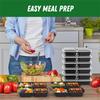 A25F-Reusable 32 Oz Meal Prep Containers 50 Pack 3-Compartment With Lids, To Go Take Out Plastic Food Storage