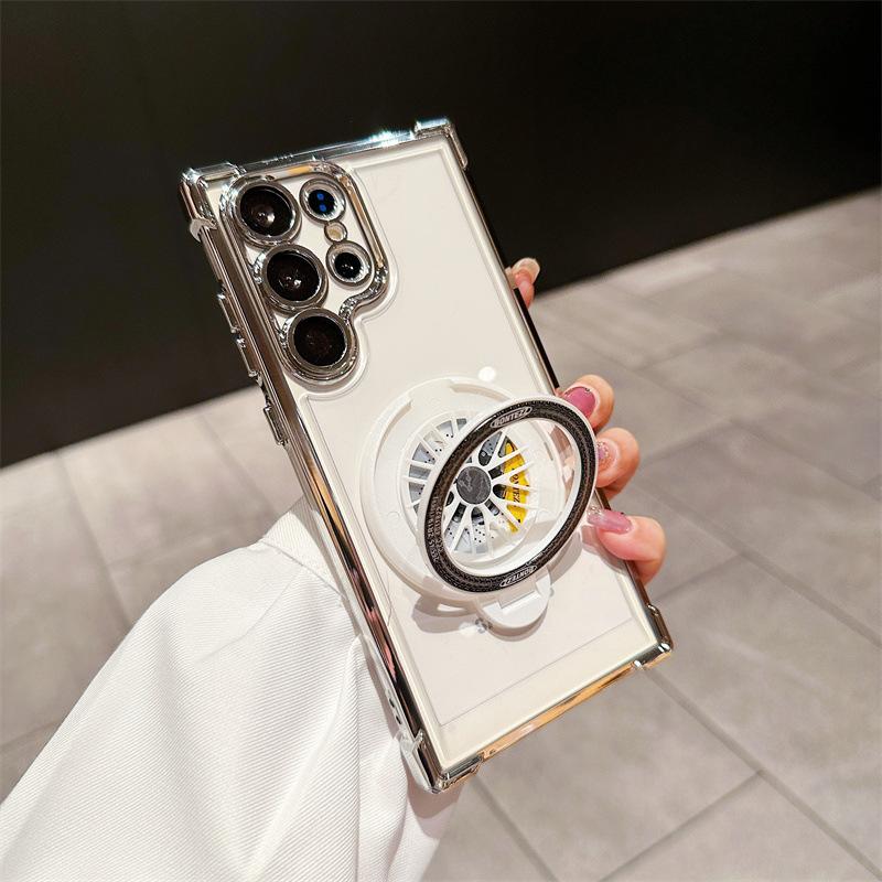 Applicable to Samsung S25Ultra decompression mobile phone case electroplating four corners anti-drop S23 + fingertip gyro magnetic suction bracket ca