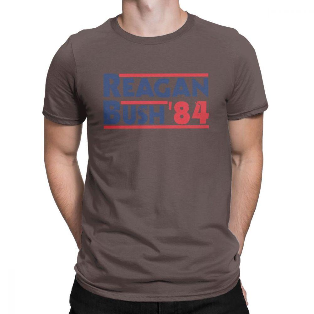 Printed Men T Shirt Reagan Bush 84 Vintage Tops Tees Short Sleeve Conservative Republican GOP O Neck Clothes Cotton TShirt S
