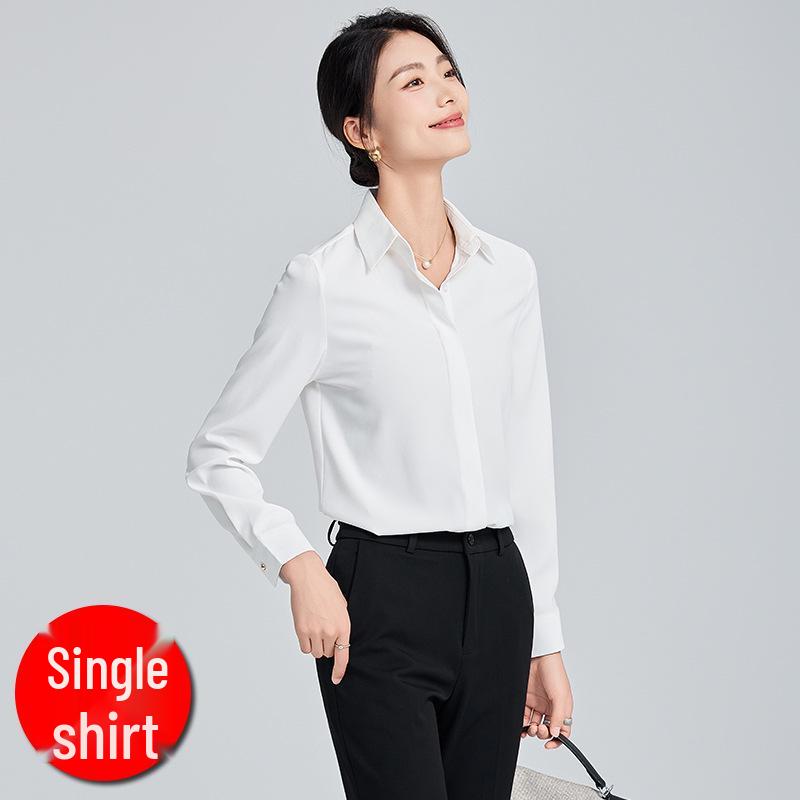 

Женская рубашка с длинным рукавом в корейском стиле черного цвета на весну/осень 2024 года - Идеально для работы, колледжа, собеседований и официальной одежды XL