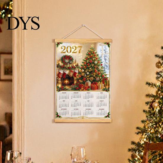 Monthly Event Tracker 2027 Faux Diamond Art Painting Wall Calendar, Jan. - Dec. Functional Decoration 12 Planner, Canvas Artwork for Home Room Office