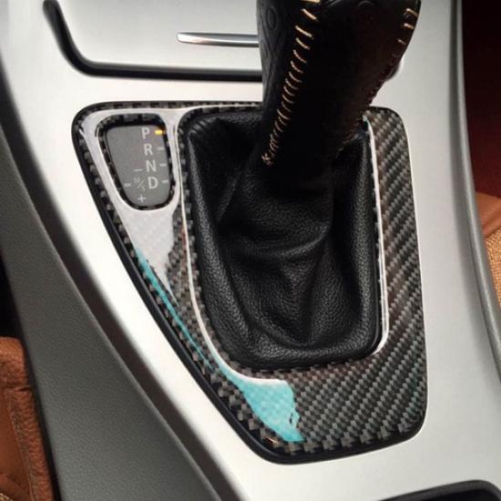 Carbon Fiber Gear Shift Shifter Frame Cover Sticker For BMW E90 E91 E92 E93