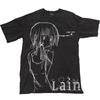 Anime Lain Mädchen Grafik T-Shirt Baumwolle Streetwear Y2K Goth Unisex Oberteil Tee Baumwolle