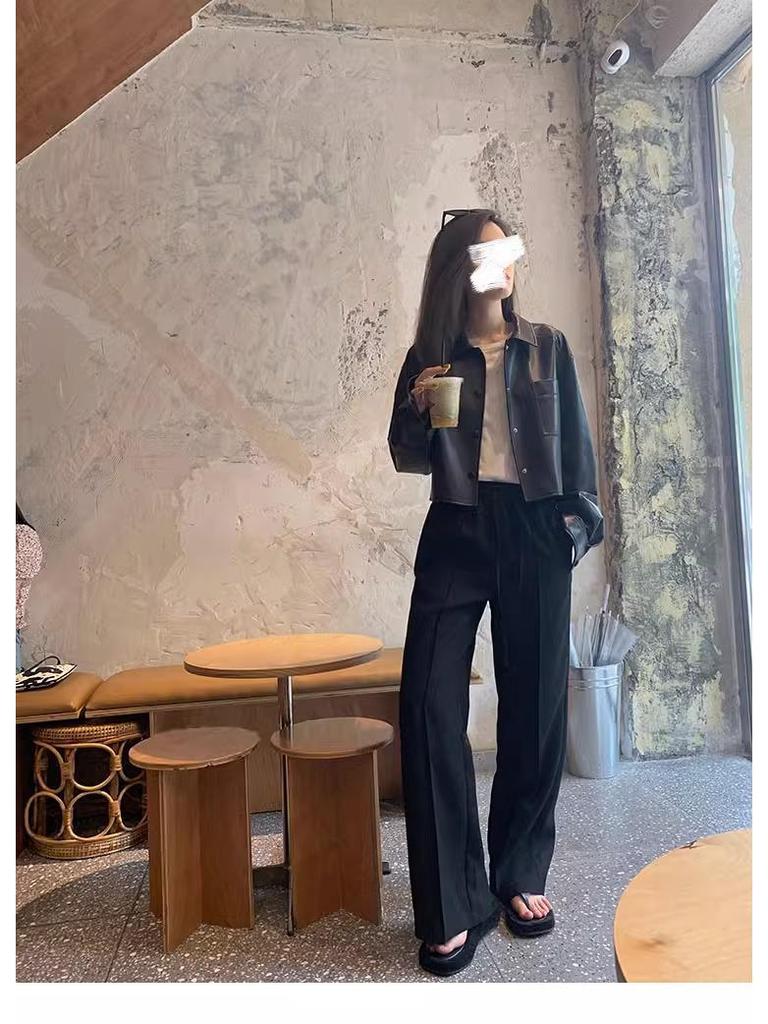 Trendy dámská motorkářská bunda z PU kůže v hongkongském stylu - Šik, všestranný svrchní oděv na jaro, podzim, zimu.