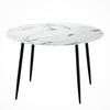 Dining Tables Artiss Dining Table Round Wooden With Marble Effect Metal Legs 110Cm White