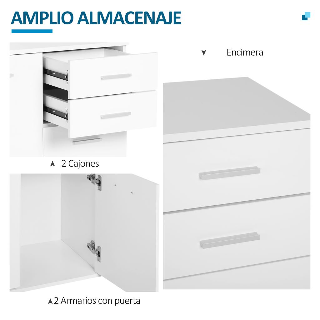 Living Room Side Furniture Narrow Sideboard with Doors and Drawers 71x35x76cm White