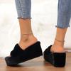 Platform Fur Slippers Women Autumn Furry Outdoor Wedges Slippers Woman Short Plush Designer Shoes Slides Women Zapatos De Mujer