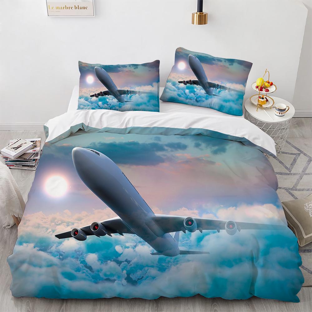 

3D Самолет Король Королева Пододеяльник Розовый Авиалайнер Постельное Белье Для Взрослых Небо Море Природный Пейзаж 2/3 шт Полиэстер Покрывало EU single(135x200cm)