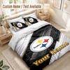 Custom Name Bedding Set 3 PiecesPittsburgh Steelers Print Duvet Cover + 2 Pillowcases Soft Bed Decor