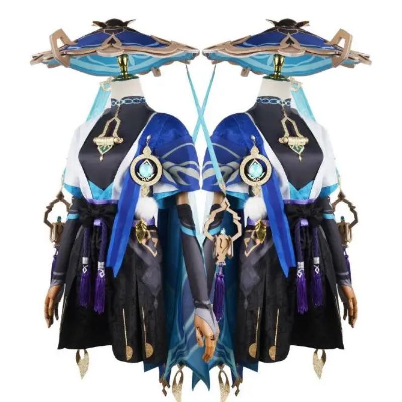 Genshin Impact Scaramouche Wanderer Cosplay Costume Halloween Balladeer Kunikuzushi Bucket Hat Costume Wig Cos Sumeru Anemo Suit
