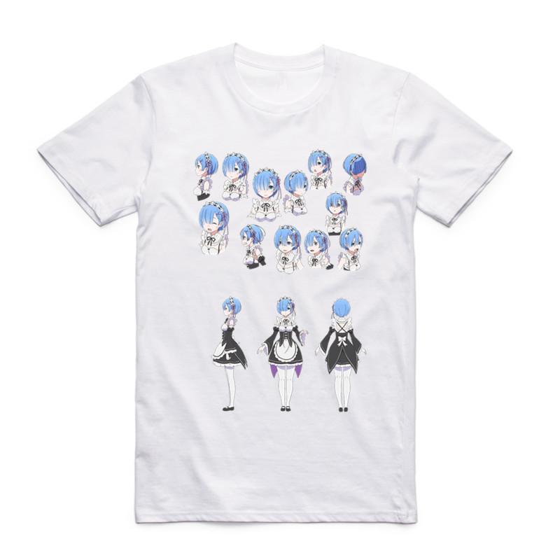 2019Fashion Men Print Re:Zero REM Anime T Shirt O-Neck Short Sleeve Summer Re:Life In A Different World From Zero Unisex Top Tee