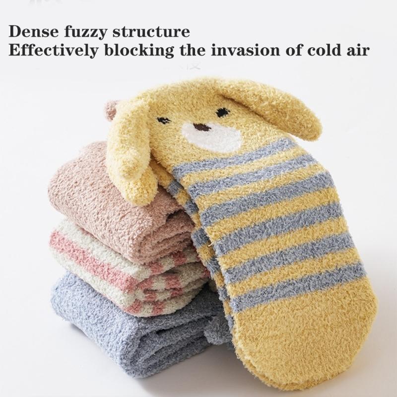 1 Pair Warm Infant Walking Socks Nonslip Bottom Cute Puppy Pattern Cosy Footwear For Cold Weather 0 to 3 Years