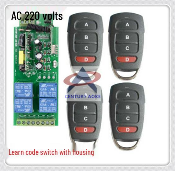 AC220V Wireless Remote Control 4-Channel Light & Appliance Switch: Jog/Self-Locking/Interlocking. Wireless Remote Control Switch