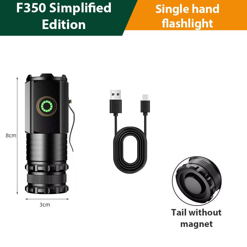 Kraftig Mini EDC LED-lommelykt 2000LM Super Bright nøkkelringlys USB oppladbar lommelykt campinglykt med strømindikator