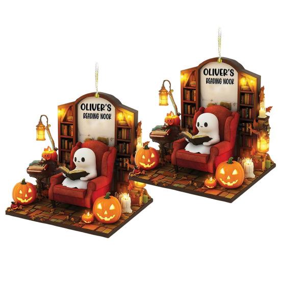 1 Pair Halloween Spooky Ornament Hanging Pendant Durable Construction Cartoon Ghost Design Versatile Home Decoration