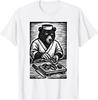 Funny Samurai Bear Sushi Chef Retro Art T-Shirt for Food Lovers