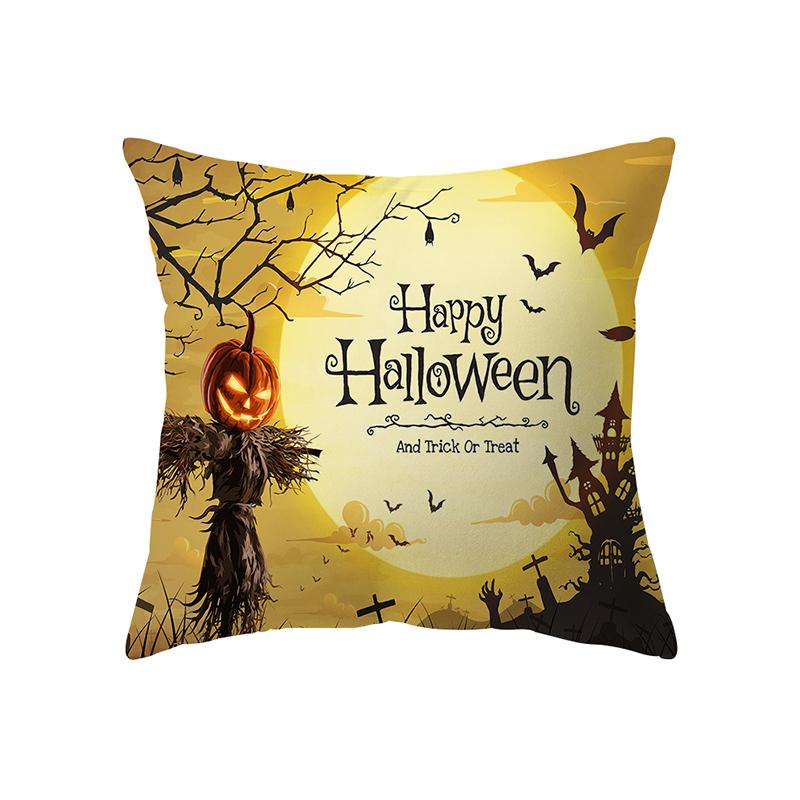 Halloween Theme Horror Pumpkin Wizard Print Pattern Cushion Cover Home Living Room Sofa Decoration Pillow Pillow Cover