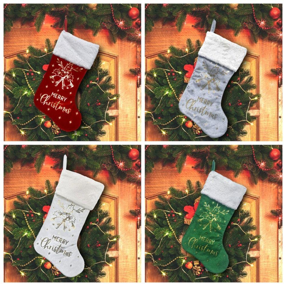 Hangings Stamping Christmas Stocking Personalized Unique Christmas Tree Candy Bags Large Capacity Portable Gift Bags