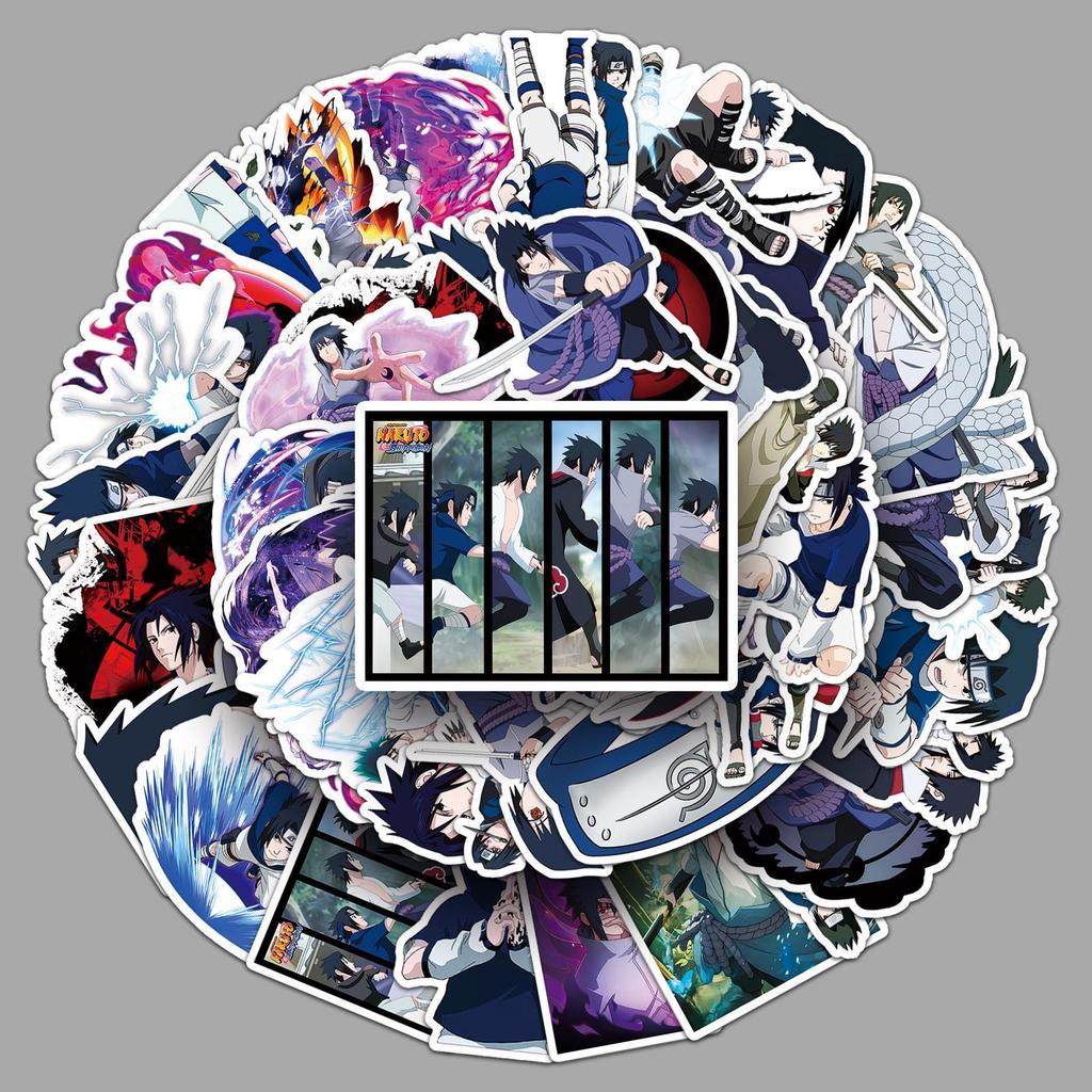 50 Uchiha Sasuke Waterproof Stickers for Phone, Laptop, Thermos, and Journal - Naruto Anime Decor
