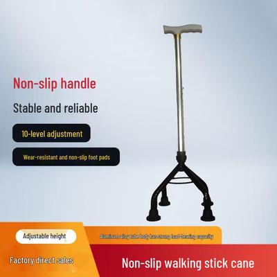 Canne déambulateur réglable antidérapante en aluminium à quatre pieds