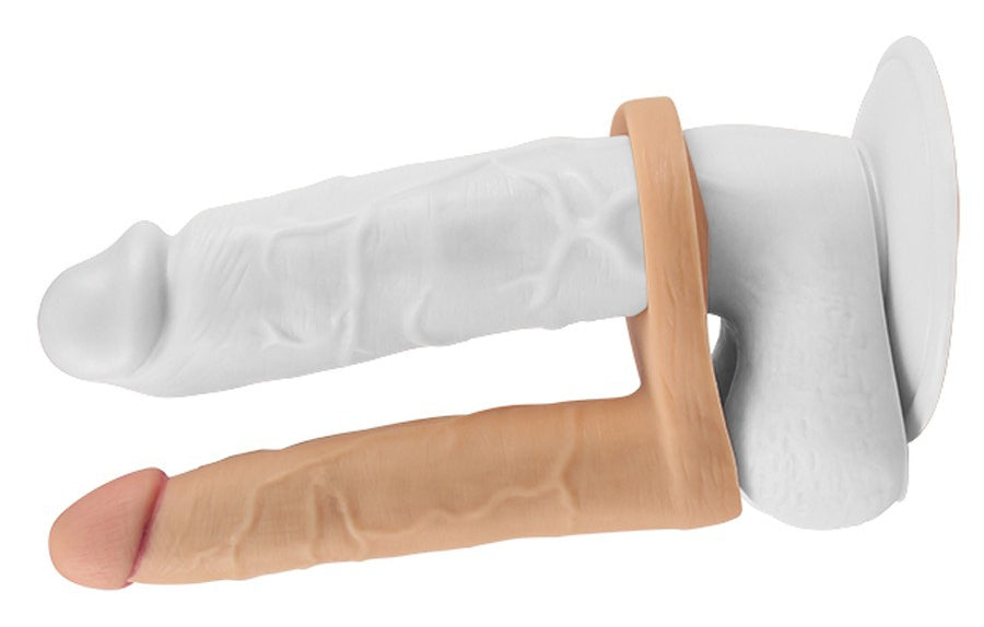 Double Cockring Dildo - 14 X 2.8 Cm Flesh - LoveToy - Double Dildos
