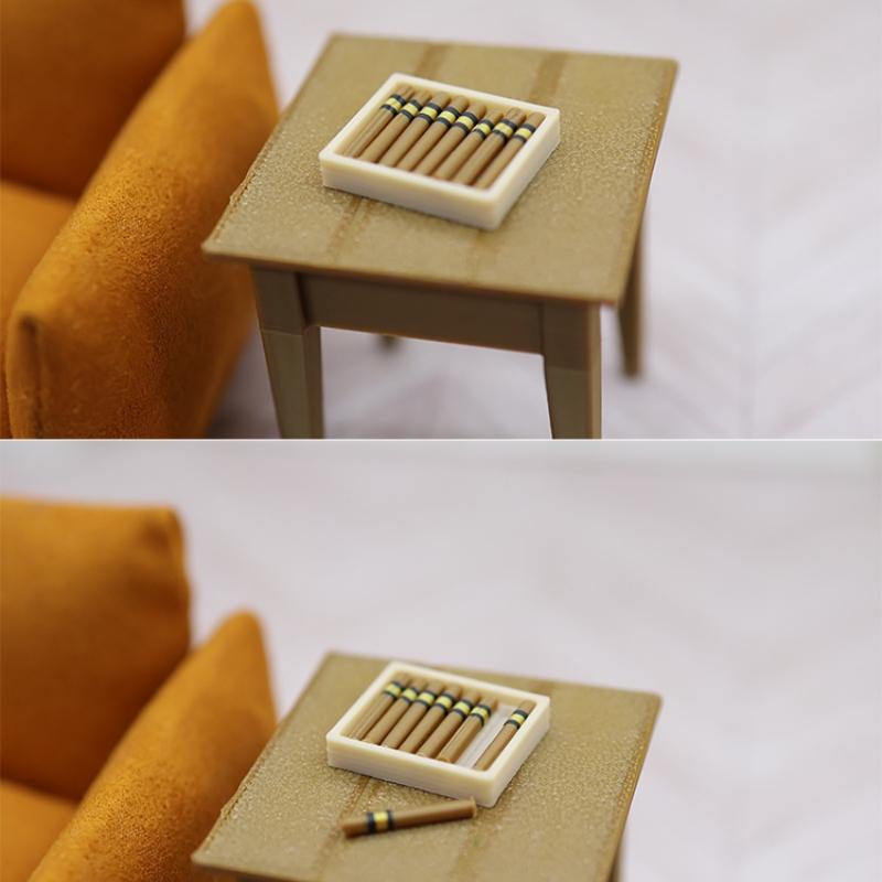 1 Set Hayali Oyun Oyuncakları 1/12 Bebek Evi Simülasyon Puro Küllük Seti Model Mini Sigara Süsü Bebek Evi Dekor Aksesuarları