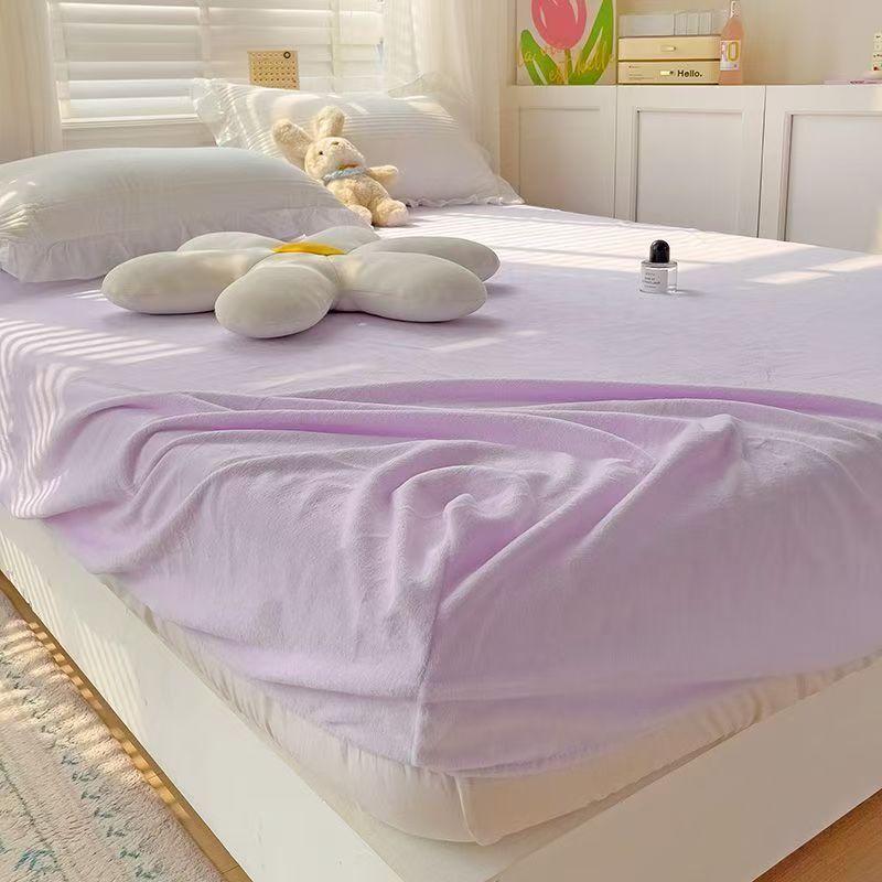 2026 Super Warm Soft Flannel Bed Cover 25cm Universal Mattress Protector Pad Crystal Velvet Fitted Sheet with Elastic Band Anti-mite No Pillowcase