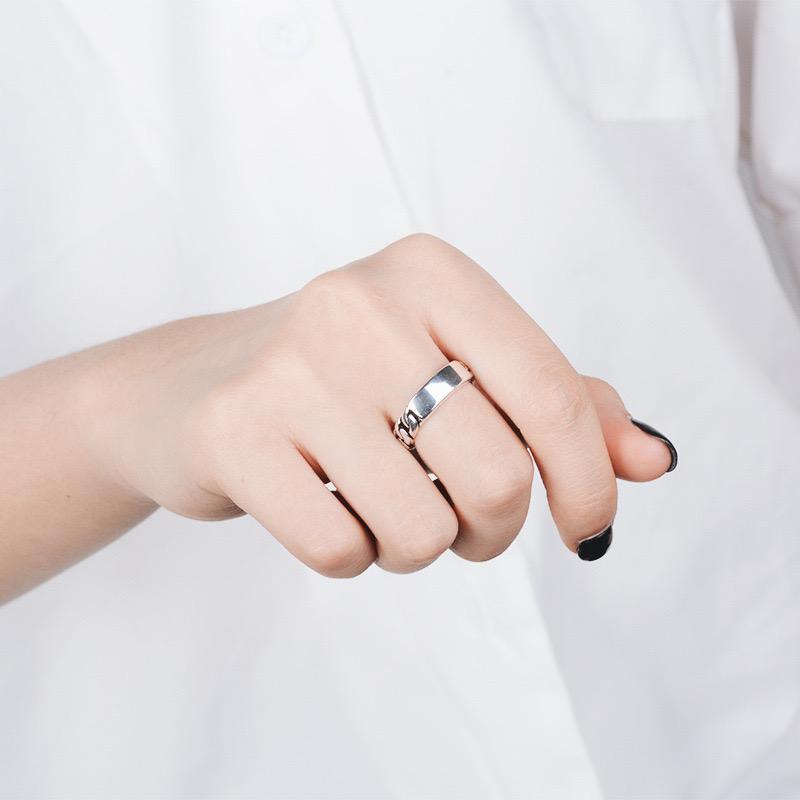 925 Sterling Silver Rings for Women Couple Minimalist Handmade Simple Retro Chain Ring Party Jewelry Gift Prevent Allergy