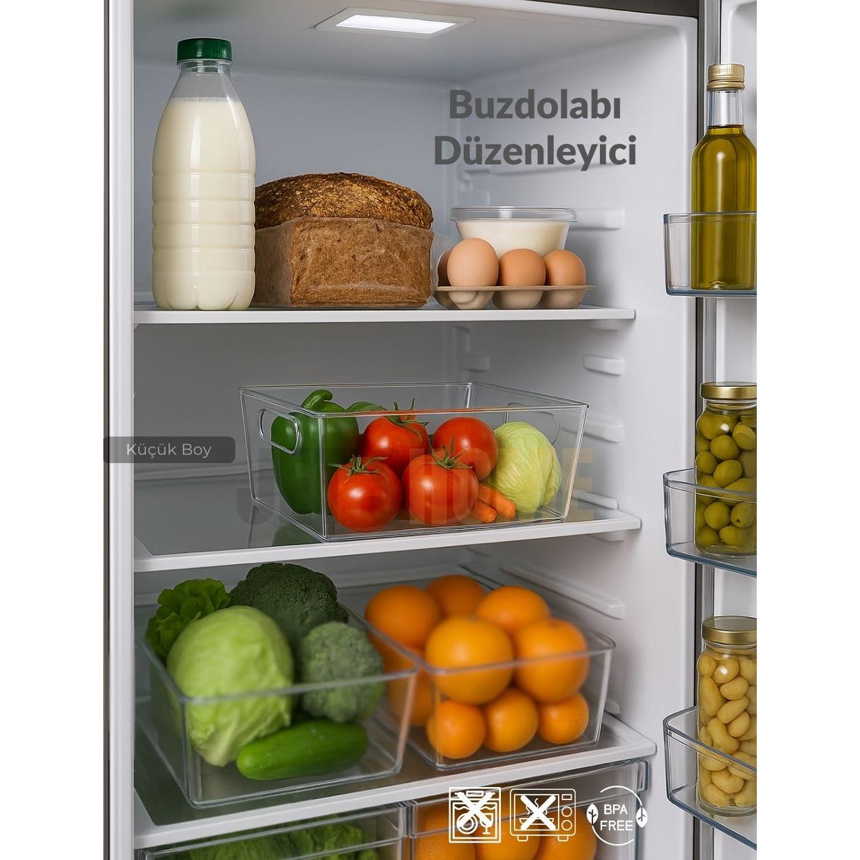 

Buzdolabı İçi Düzenleyici Saklama Organizeri Bpa Free Düzenleyici Darbeye Dayanıklı 27X18X9 cm