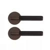 Coffee Bronze Brass Keyless Knurled Lever Door Handle Lock Set for Bathroom & Bedroom