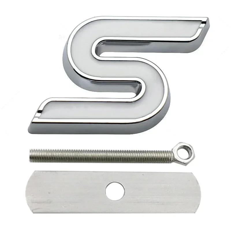 Hkwmg3 3D Metal S Logo Front Grille Emblem Badge Car Rear Trunk Stickers For Ford Focus Fiesta Escape Ecosport Kuga Mondeo Accessories