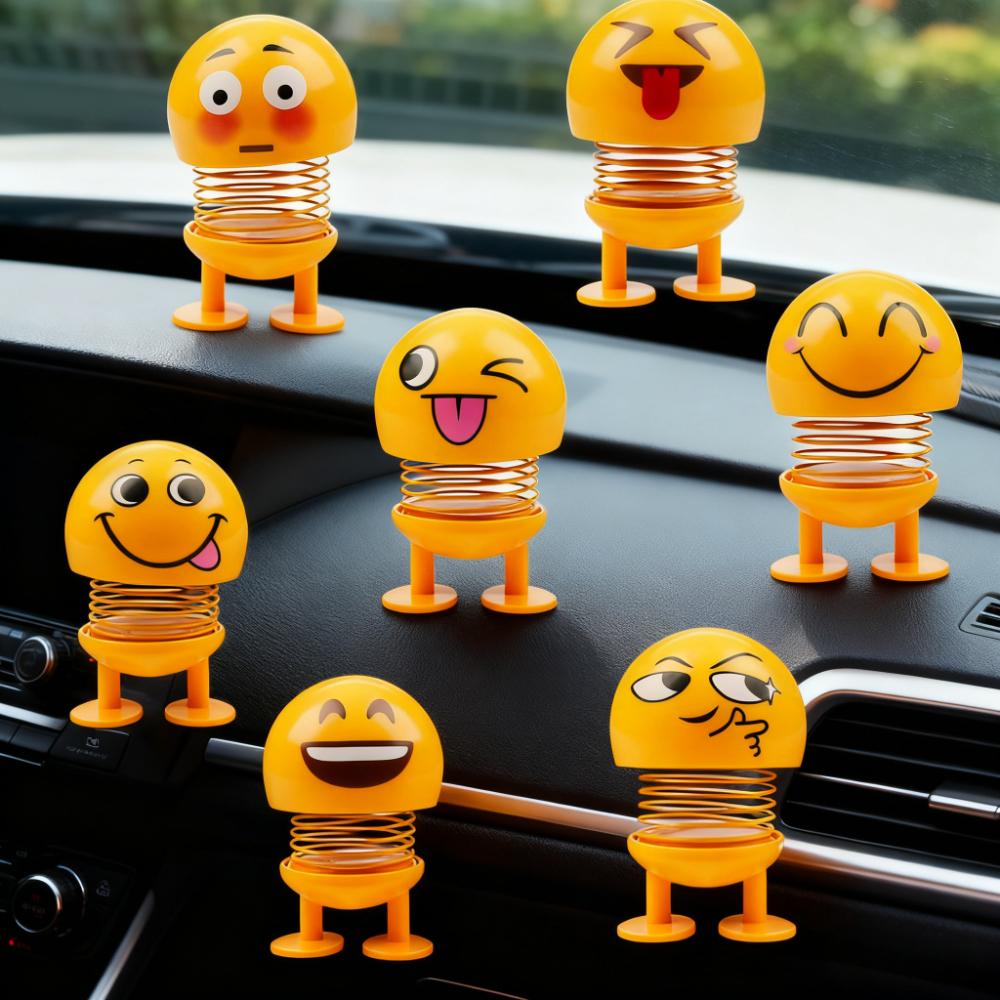 Smiley Smiling Emotion Bobblehead Car Decoration, Cute Funny Swinging Car Dashboard Ornament Decoration Nice Gift
