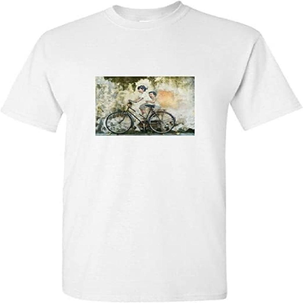 PriceDumb Georgetown Penang Bicycle Graffiti Street Art White Men T Shirt Tee Top S - 5XL, White, S