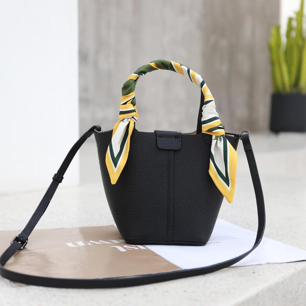 2025 Summer Fashion Genuine Leather Women's Basket Handbag - Versatile Crossbody Bucket Bag
