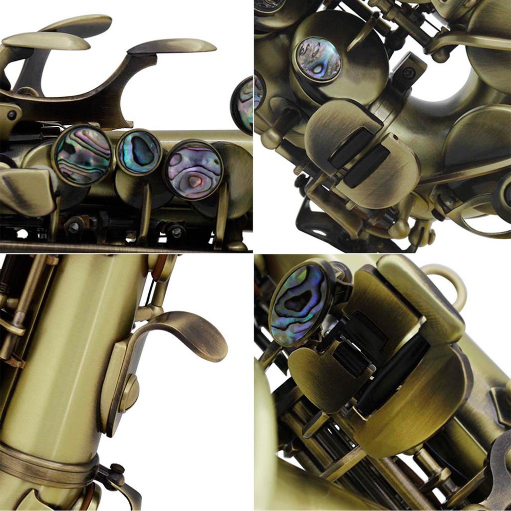 Vintage Style Bb Soprano Saxophone Sax Brass Material Woodwind Instrument with Carry Case Gloves Cleaning Cloth Brush