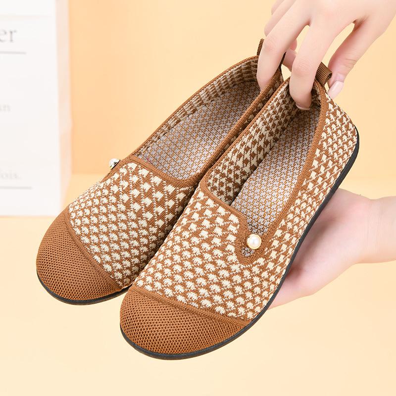 Autumn New Cloth Shoes Medium and Soft-soled Shoes Fly-woven Breathable Lightweight Casual Shoes